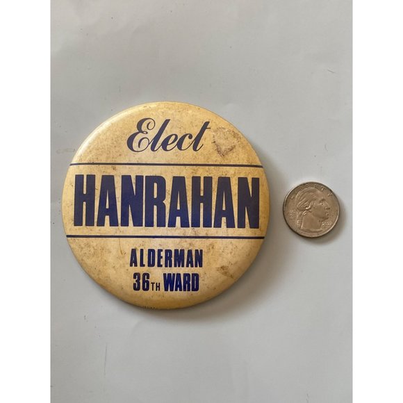 Vintage 60s Elect Edward V. Hanrahan ALDERMAN 36TH WARD Pinback Black Panther - Picture 2 of 3